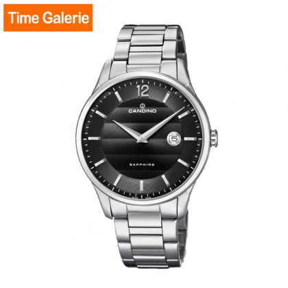 Candino CDOWC4637/4 Silver Stainless Steel Strap with Black Dial Classic Timeless Men Watch 